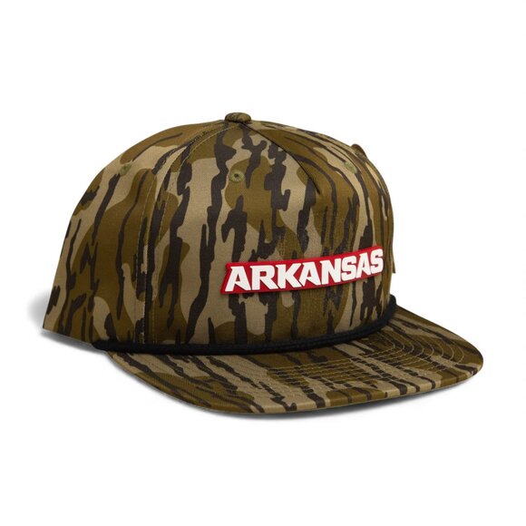 Arkansas Razorbacks ARKANSAS White 3D Umpqua Rope Hat- Mossy Oak Bottomland/ BLK - Picture 1 of 3